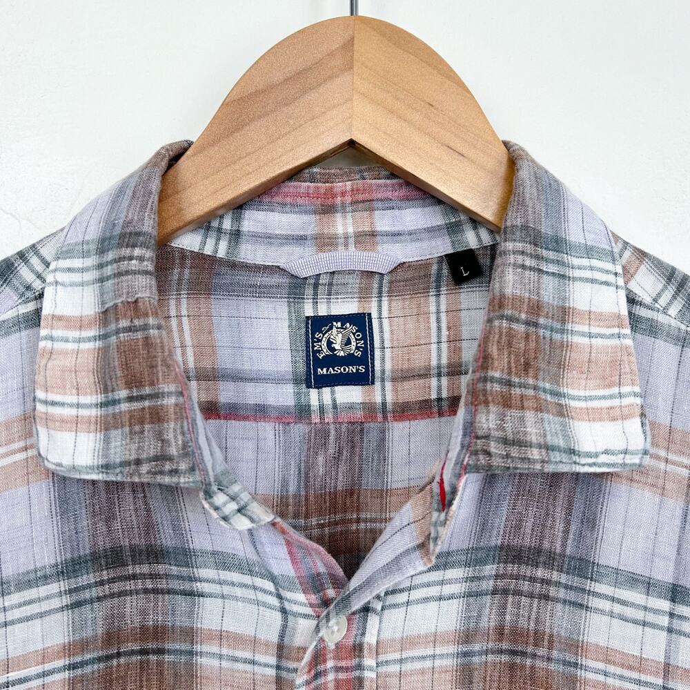 Mason's Italian 100% Linen Woven Button-Up Shirt - Picture 5 of 8